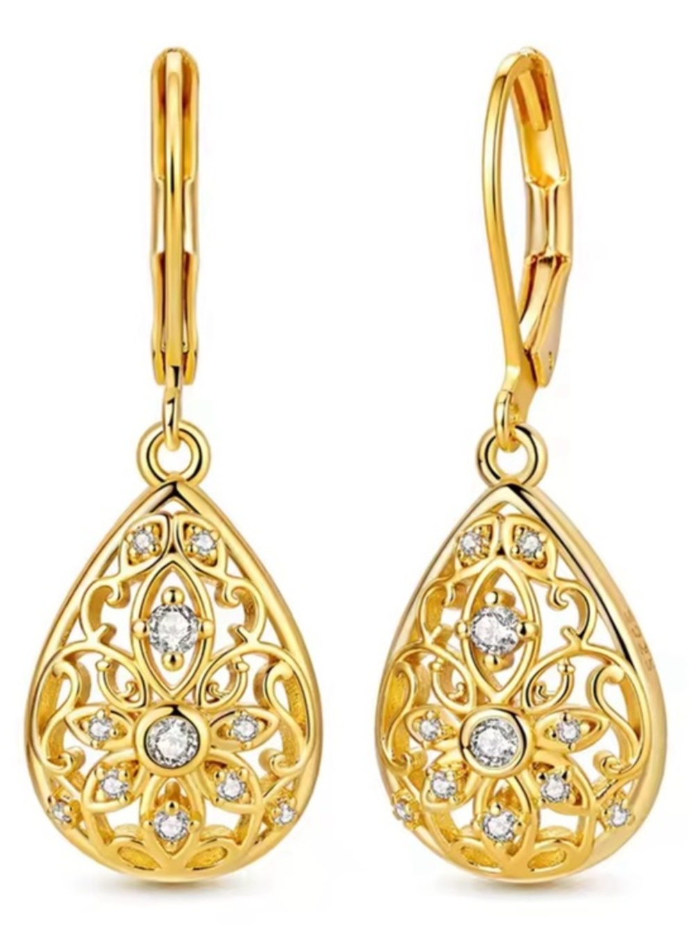 New .925 Sterling/ 18K Gold Overlay Earrings, Stamped
